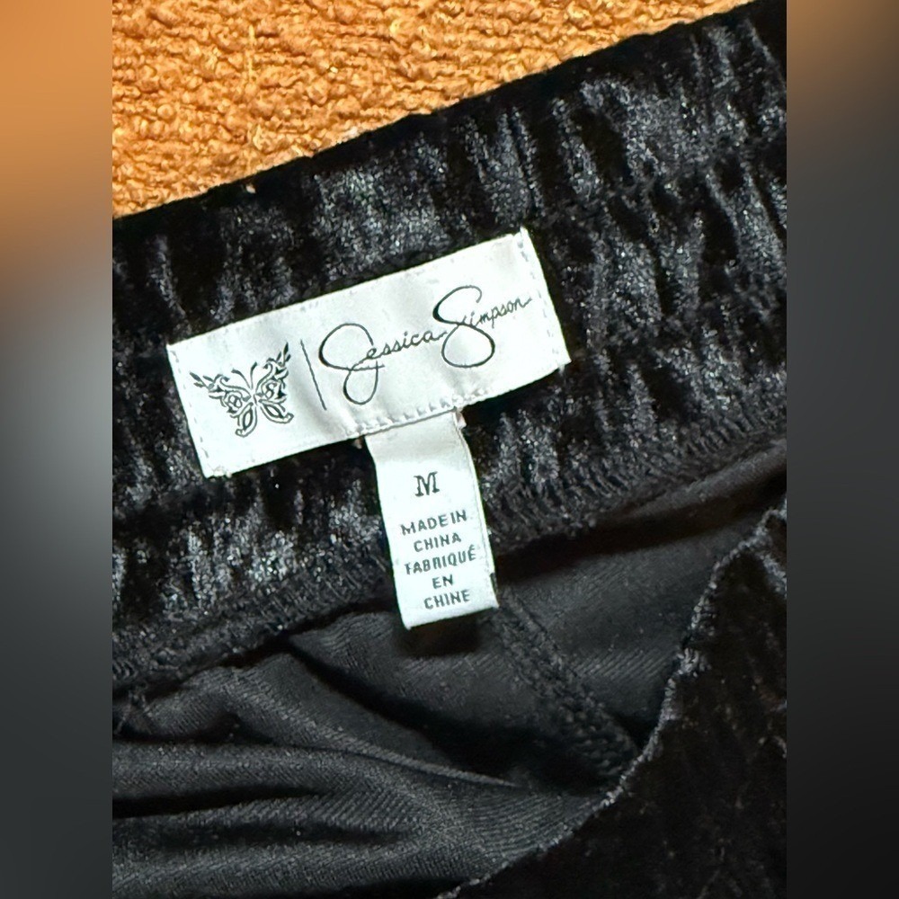 Jessica Simpson Black Crushed Velvet Cargo Joggers Women's M Y2K Streetwear - Picture 8 of 9